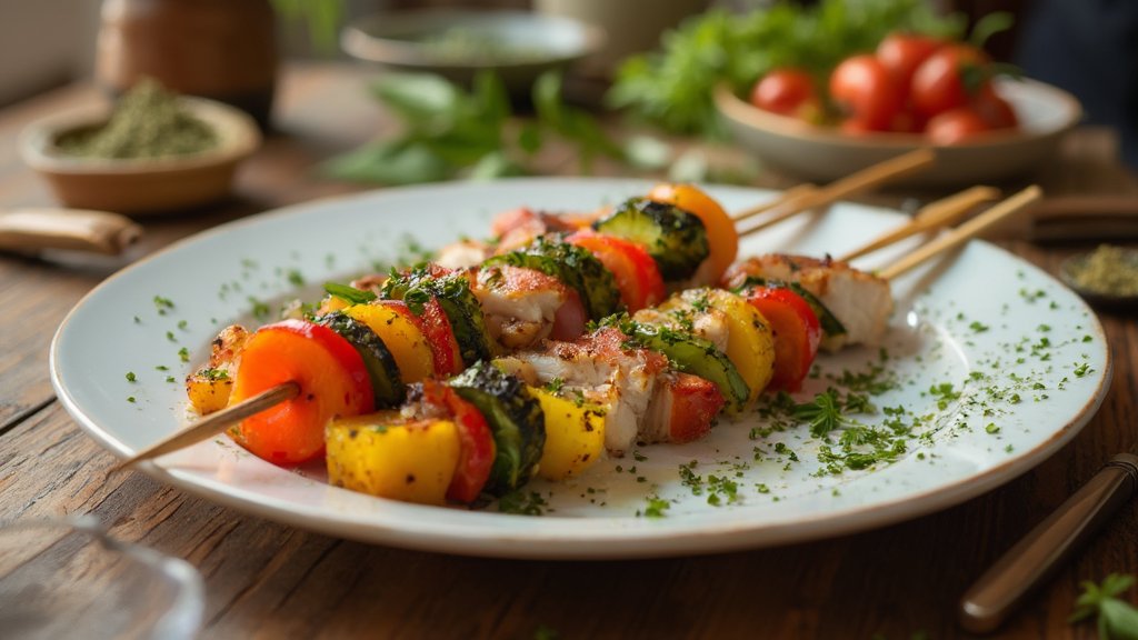 Läckra Kalorisnåla Grillspett med Grönsaker och Kyckling